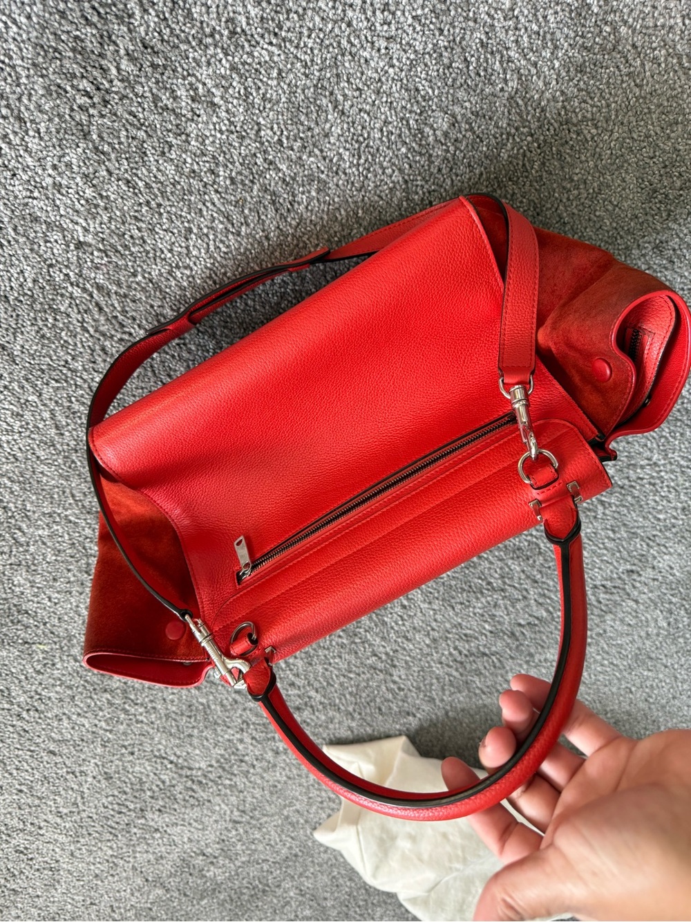 Celine Red Leather Trapeze Top-Handle Satchel - Picture 4 of 9